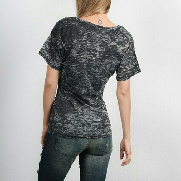 Stylish Charcoal Short Sleeve Top - Picture 3 of 4